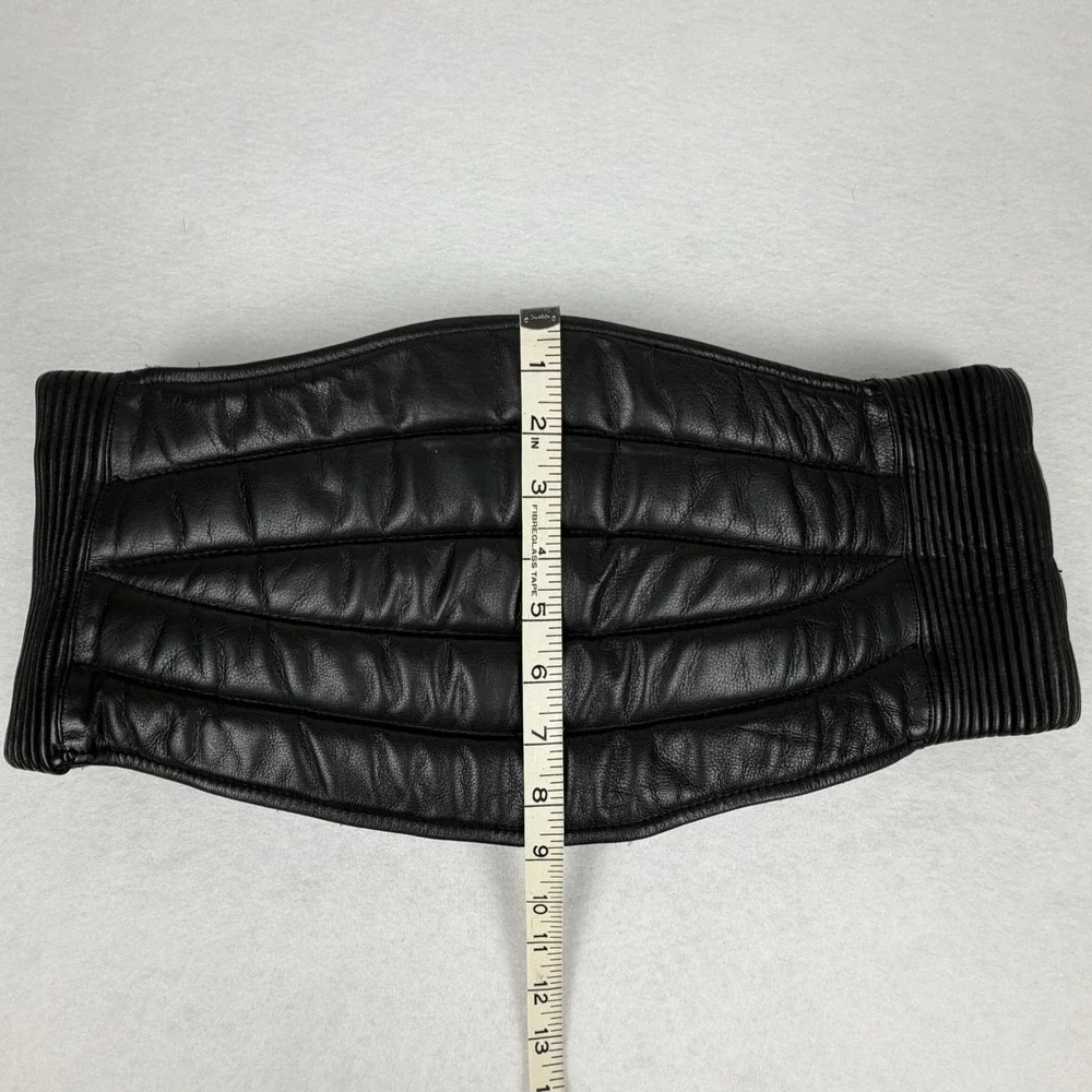 Torian Chopper Leathers Mens Black Leather Kidney Belt Utility Pockets Size M